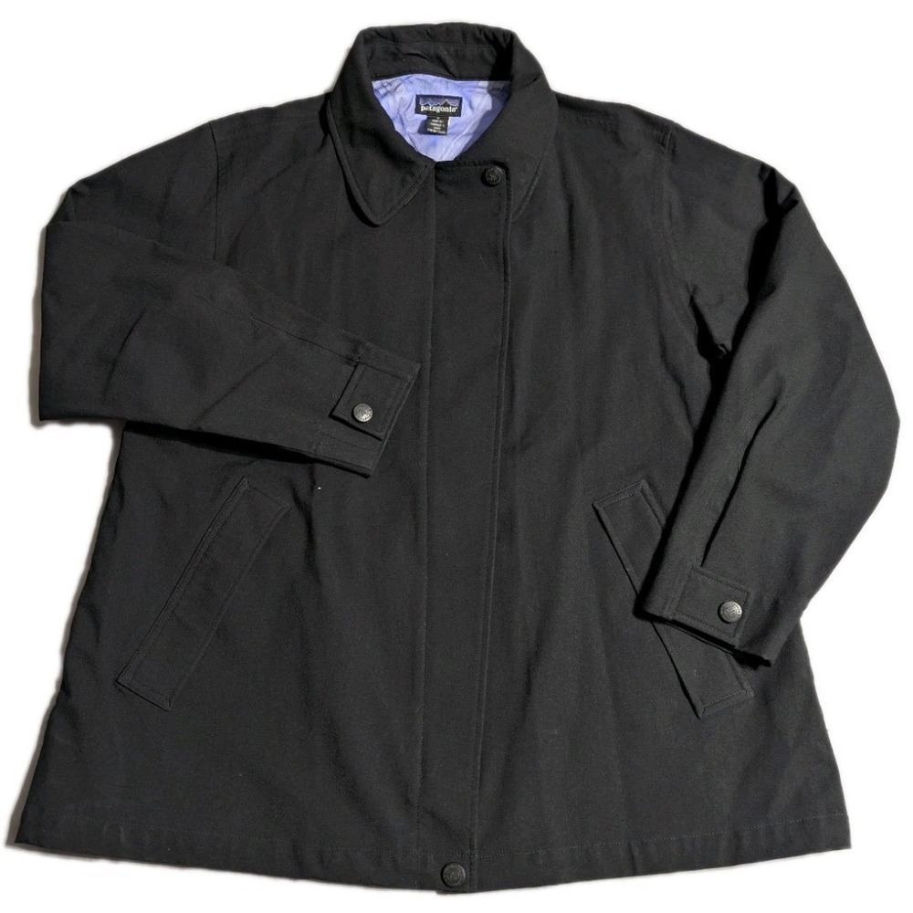 Patagonia Womens Small Black Rain Jacket Trench Coat Nylon Shell